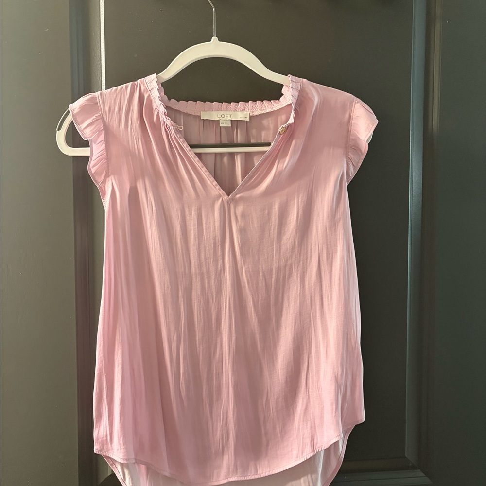 LOFT Light Purple Ruffle Sleeveless Blouse
